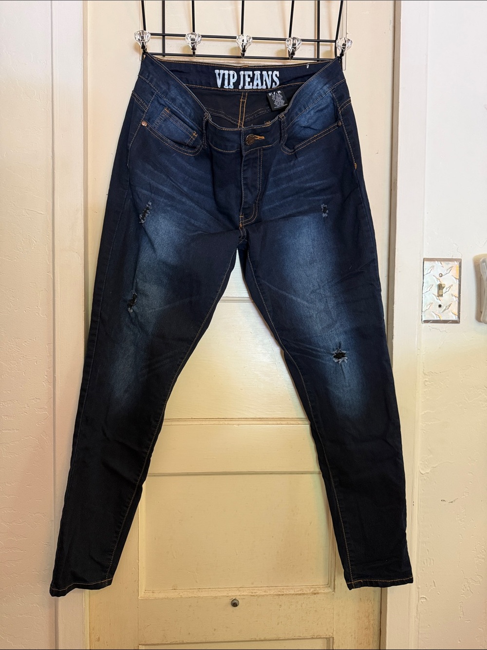 VIP Women’s Navy Skinny Distressed Jeans